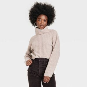 Universal Thread Mock Turtleneck Cashmere-Like Pullover Sweater -  Taupe
